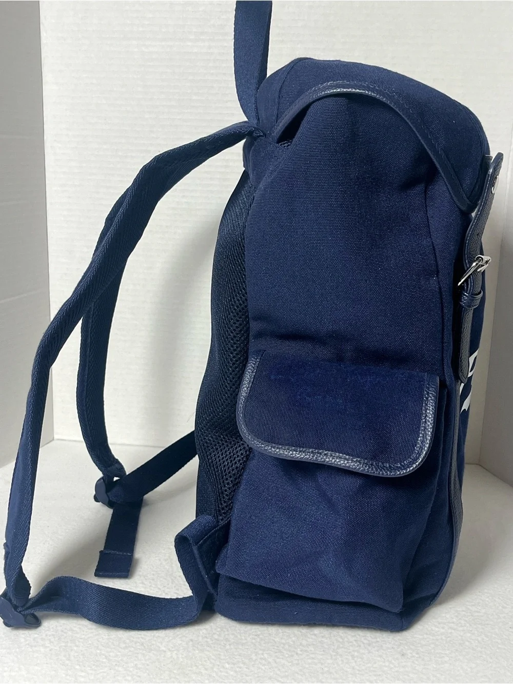 Polo by Ralph Lauren Navy Canvas Backpack with Leather-Trim Straps
